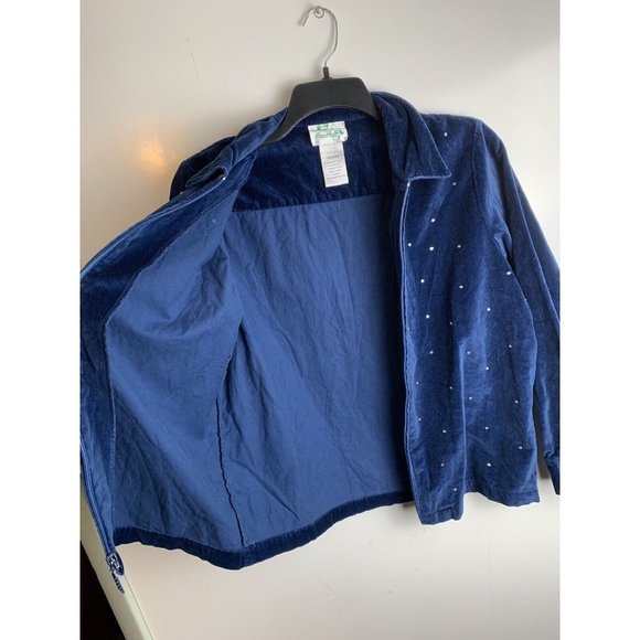 Quacker Factory Womens Medium Dark Blue Full Zip Jacket with Bling - Picture 7 of 10